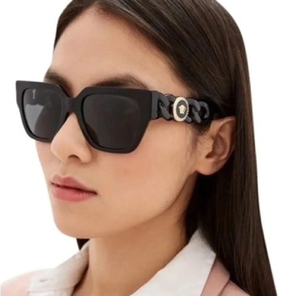 NEW Versace VE4409 GB1/87 Black Gray Women Square Sunglasses